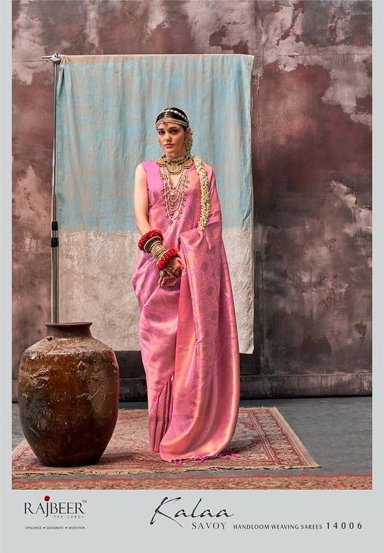 KALAA SAVOY BY RAJBEER 14001 To 14006 Series Indian Traditional Wear Collection Beautiful Stylish Fancy Colorful Occasional Wear Silk Sarees At Wholesale Price